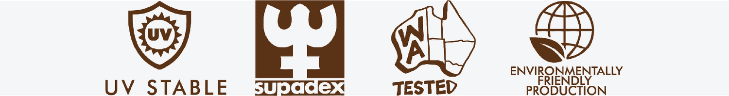 Icons for Supadex traction pads. Supadex is UV stable, has environmentally friendly production and has been tested rigorously in the surf of Western Australia.